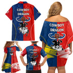 nrl-cowboys-combine-dragon-rugby-family-matching-off-shoulder-short-dress-and-hawaiian-shirt-sporty-style