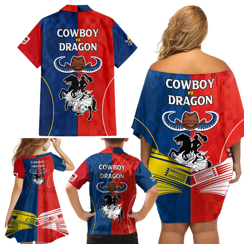 nrl-cowboys-combine-dragon-rugby-family-matching-off-shoulder-short-dress-and-hawaiian-shirt-sporty-style