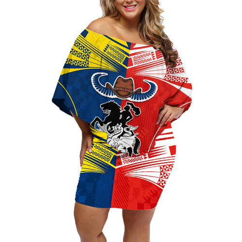 nrl-cowboys-combine-dragon-rugby-family-matching-off-shoulder-short-dress-and-hawaiian-shirt-sporty-style