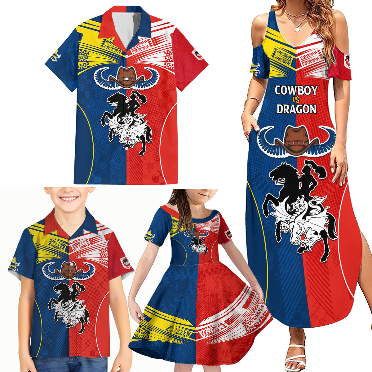 nrl-cowboys-combine-dragon-rugby-family-matching-summer-maxi-dress-and-hawaiian-shirt-sporty-style