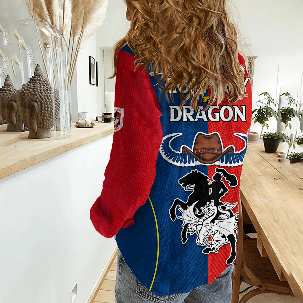 NRL Cowboys Combine Dragon Rugby Women Casual Shirt Sporty Style LT9