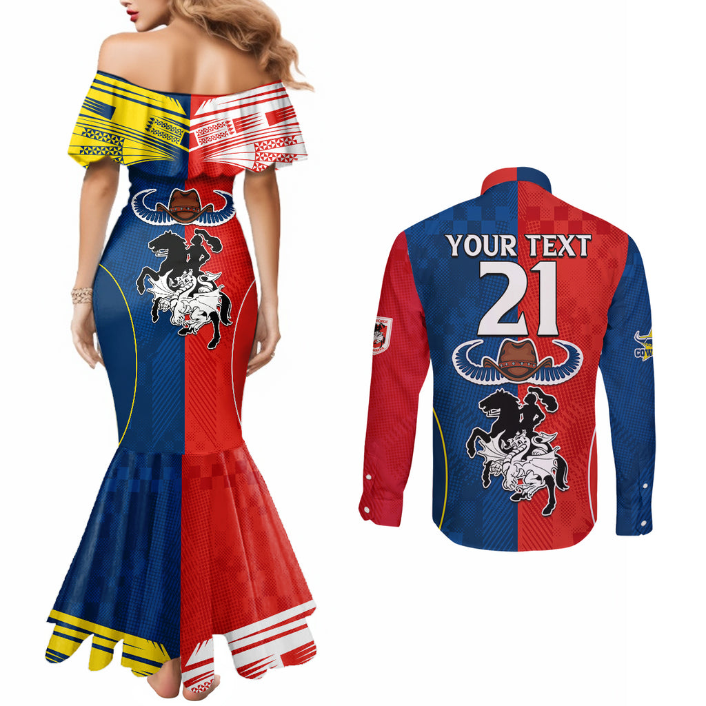 custom-nrl-cowboys-combine-dragon-rugby-couples-matching-mermaid-dress-and-long-sleeve-button-shirts-sporty-style