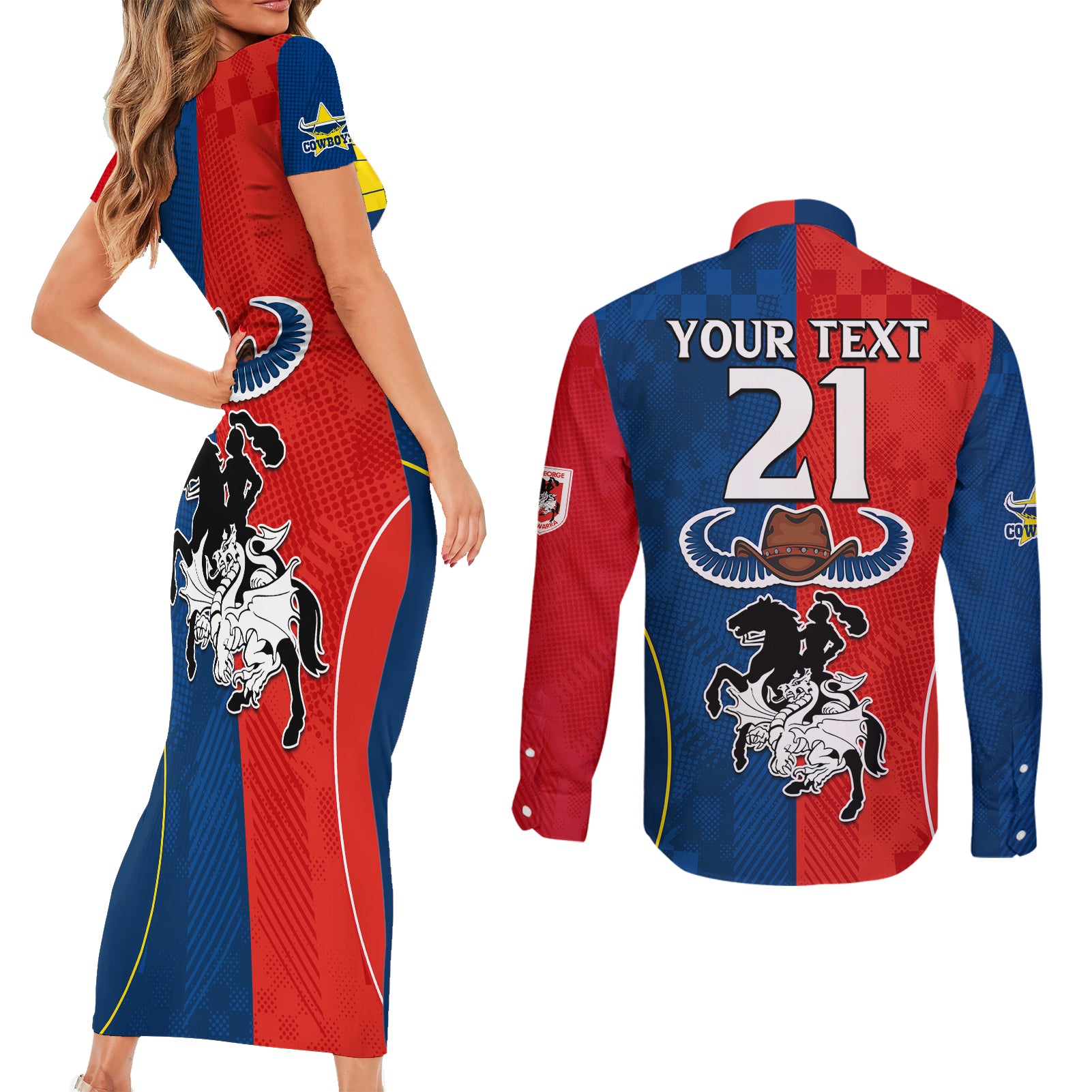 custom-nrl-cowboys-combine-dragon-rugby-couples-matching-short-sleeve-bodycon-dress-and-long-sleeve-button-shirts-sporty-style