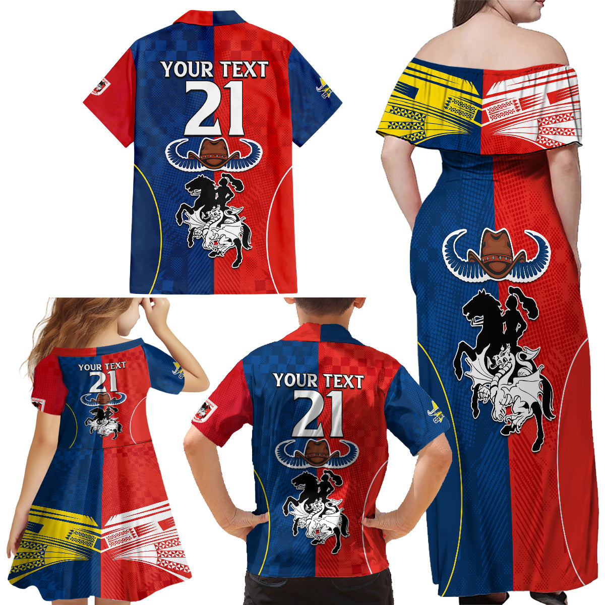 custom-nrl-cowboys-combine-dragon-rugby-family-matching-off-shoulder-long-sleeve-dress-and-hawaiian-shirt-sporty-style