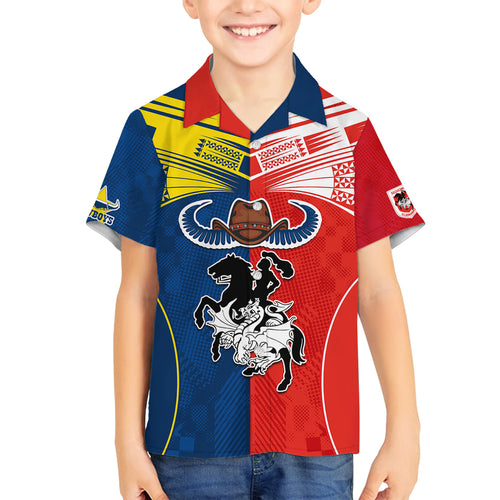 custom-nrl-cowboys-combine-dragon-rugby-family-matching-off-shoulder-short-dress-and-hawaiian-shirt-sporty-style