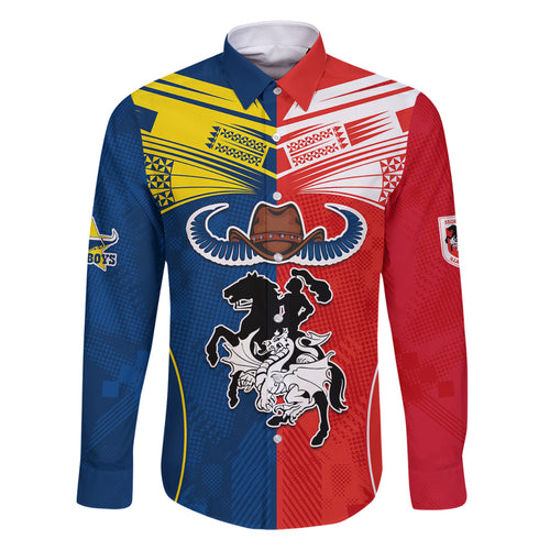 custom-nrl-cowboys-combine-dragon-rugby-family-matching-short-sleeve-bodycon-dress-and-hawaiian-shirt-sporty-style