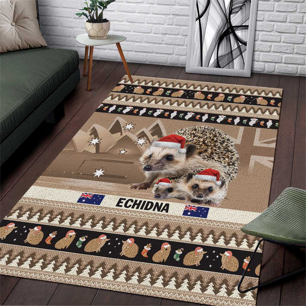 Aussie Echidna Area Rug Merry Christmas