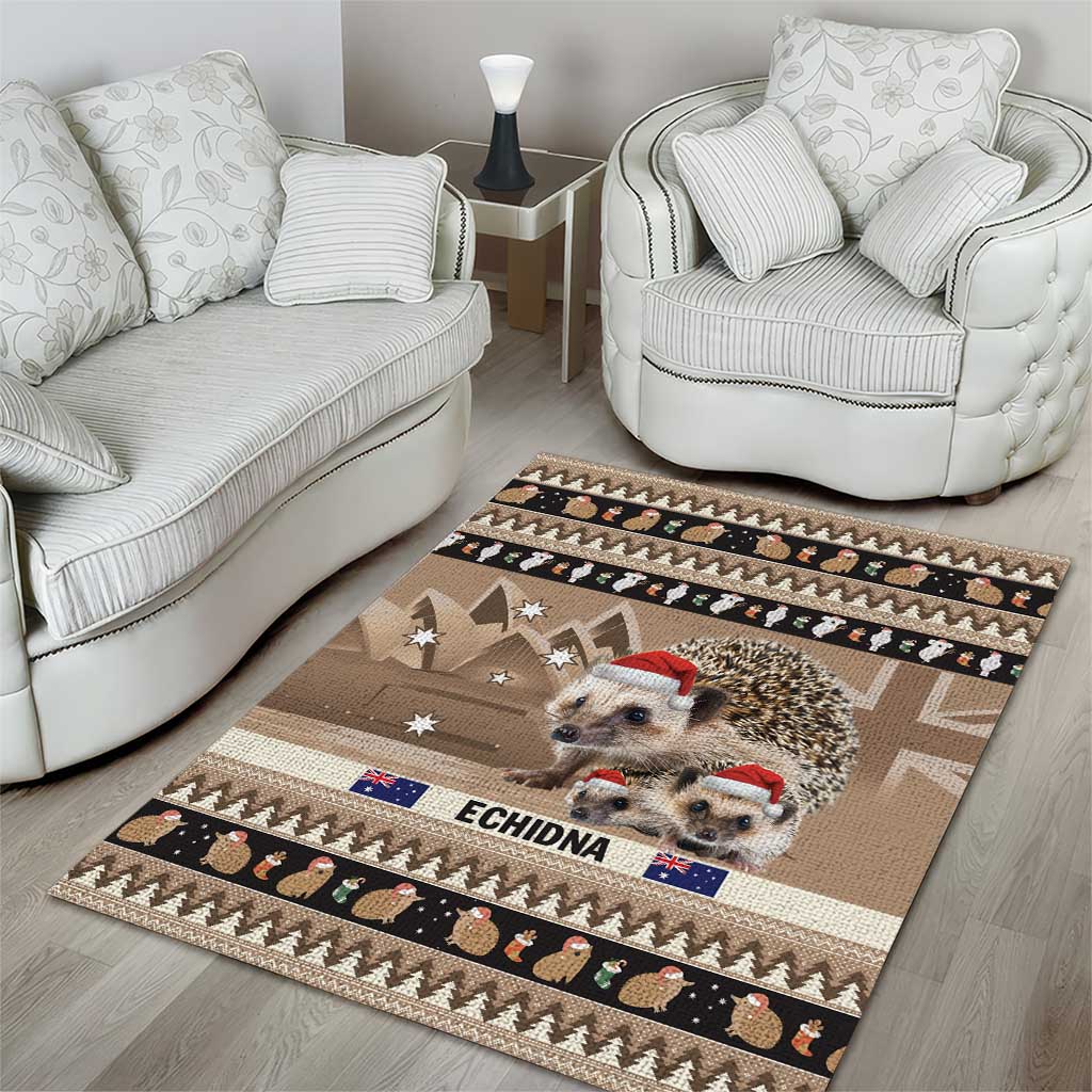 Aussie Echidna Area Rug Merry Christmas