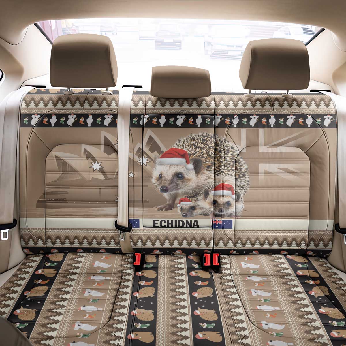 Aussie Echidna Back Car Seat Cover Merry Christmas