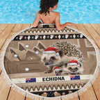 Aussie Echidna Beach Blanket Merry Christmas