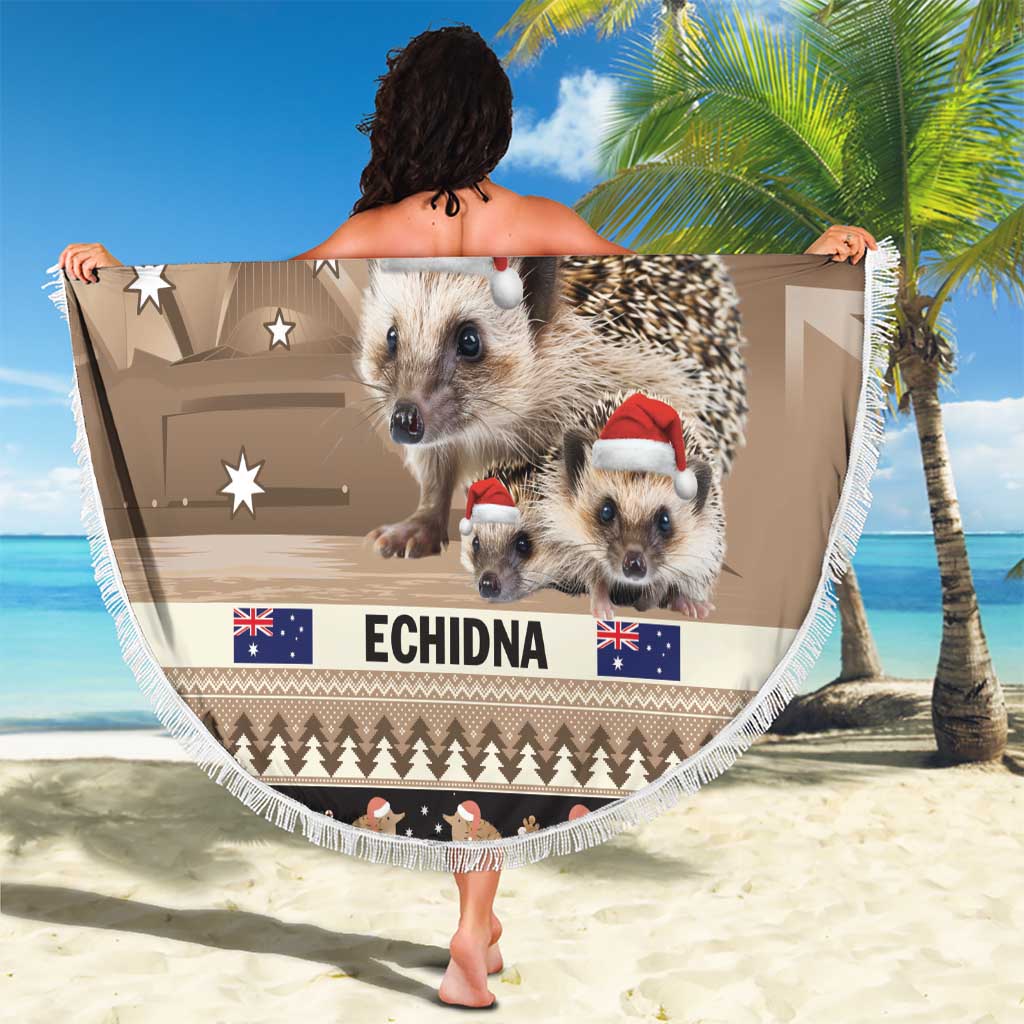 Aussie Echidna Beach Blanket Merry Christmas