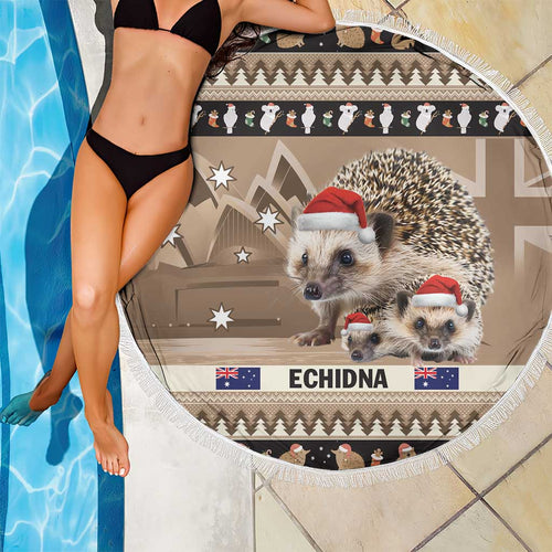 Aussie Echidna Beach Blanket Merry Christmas