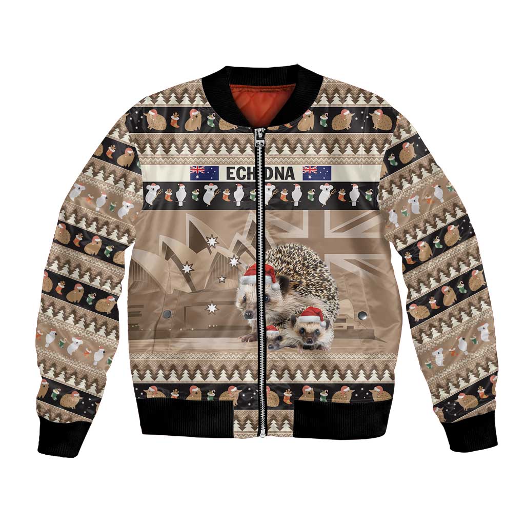 Aussie Echidna Bomber Jacket Merry Christmas