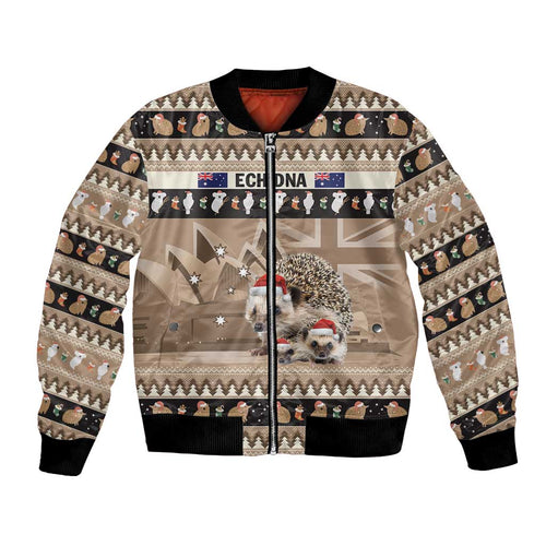 Aussie Echidna Bomber Jacket Merry Christmas