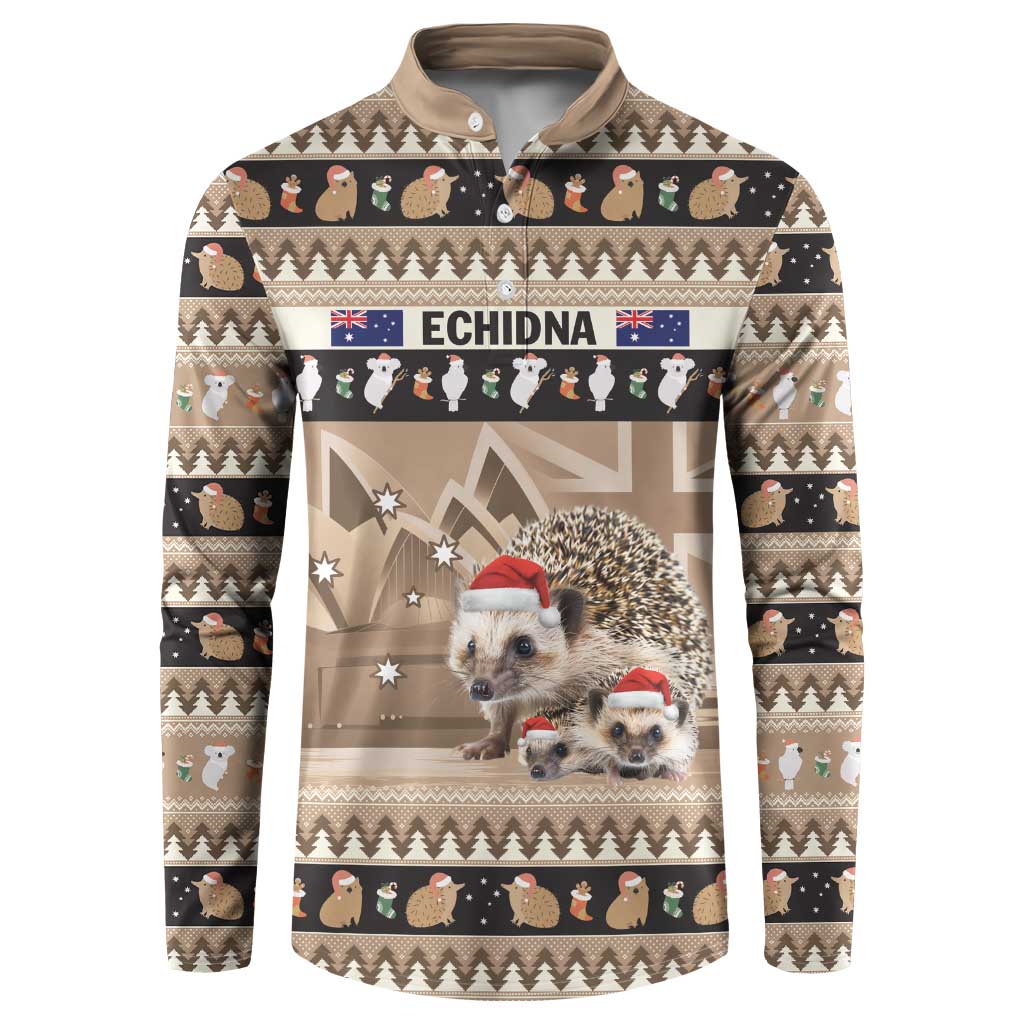 Aussie Echidna Button Sweatshirt Merry Christmas