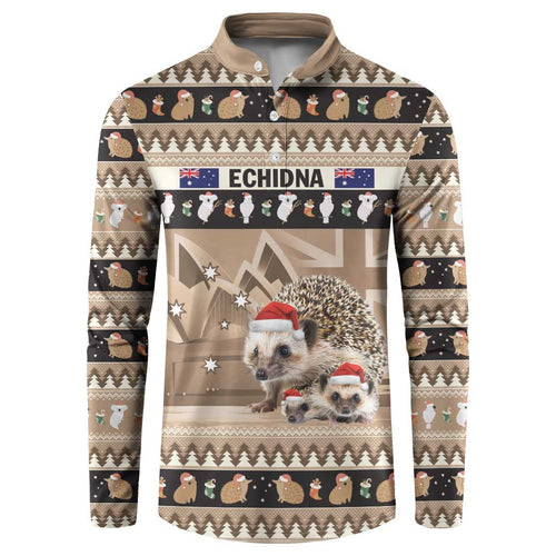 Aussie Echidna Button Sweatshirt Merry Christmas