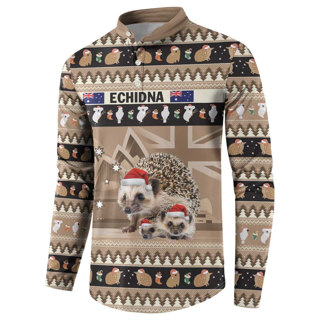 Aussie Echidna Button Sweatshirt Merry Christmas