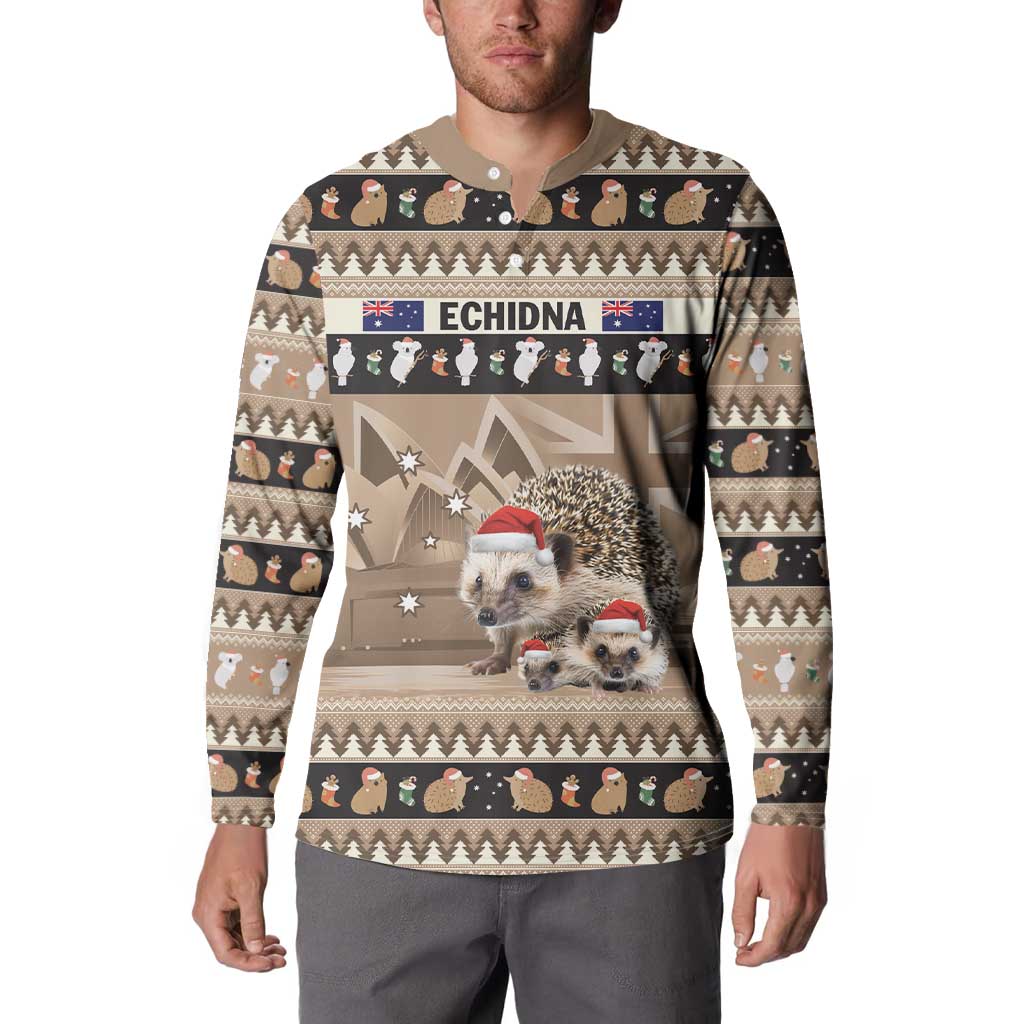 Aussie Echidna Button Sweatshirt Merry Christmas