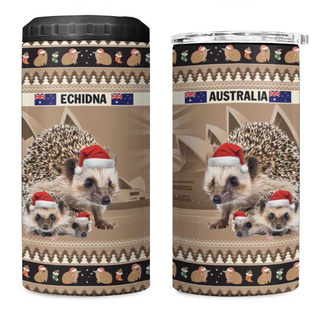 Aussie Echidna 4 in 1 Can Cooler Tumbler Merry Christmas