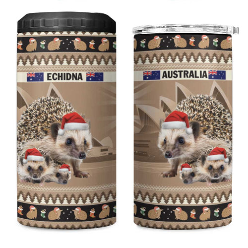 Aussie Echidna 4 in 1 Can Cooler Tumbler Merry Christmas