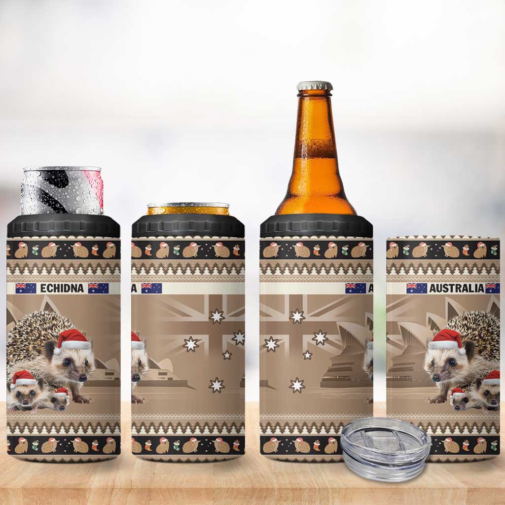 Aussie Echidna 4 in 1 Can Cooler Tumbler Merry Christmas