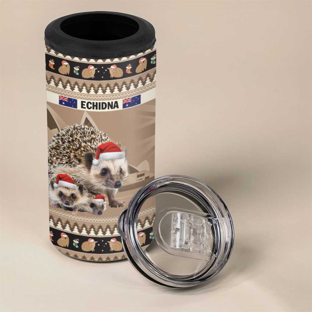 Aussie Echidna 4 in 1 Can Cooler Tumbler Merry Christmas