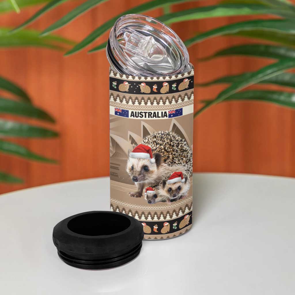 Aussie Echidna 4 in 1 Can Cooler Tumbler Merry Christmas