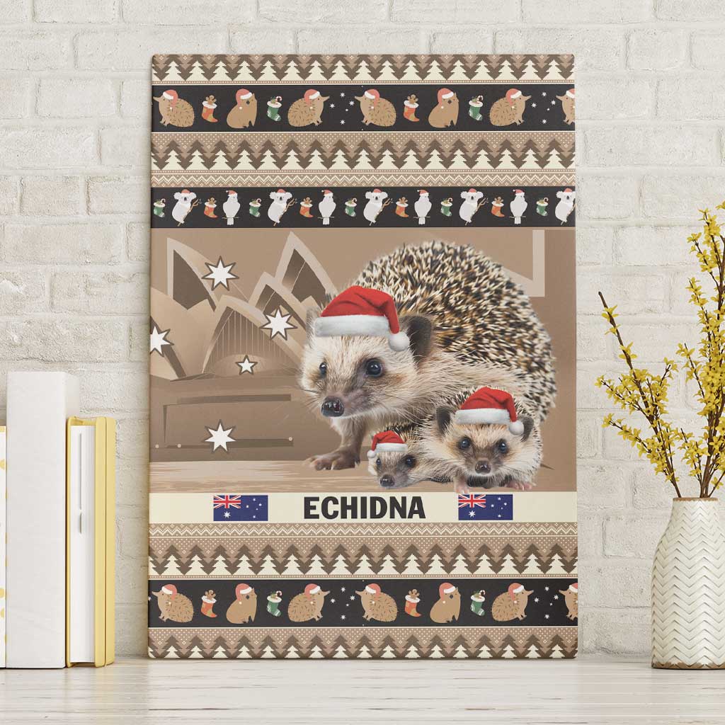 Aussie Echidna Canvas Wall Art Merry Christmas
