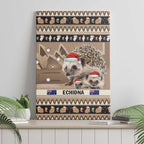 Aussie Echidna Canvas Wall Art Merry Christmas