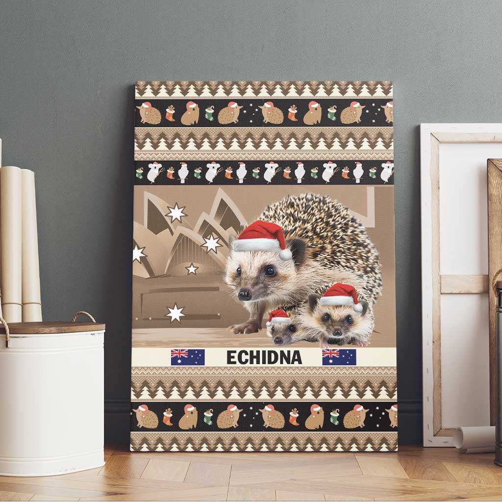 Aussie Echidna Canvas Wall Art Merry Christmas