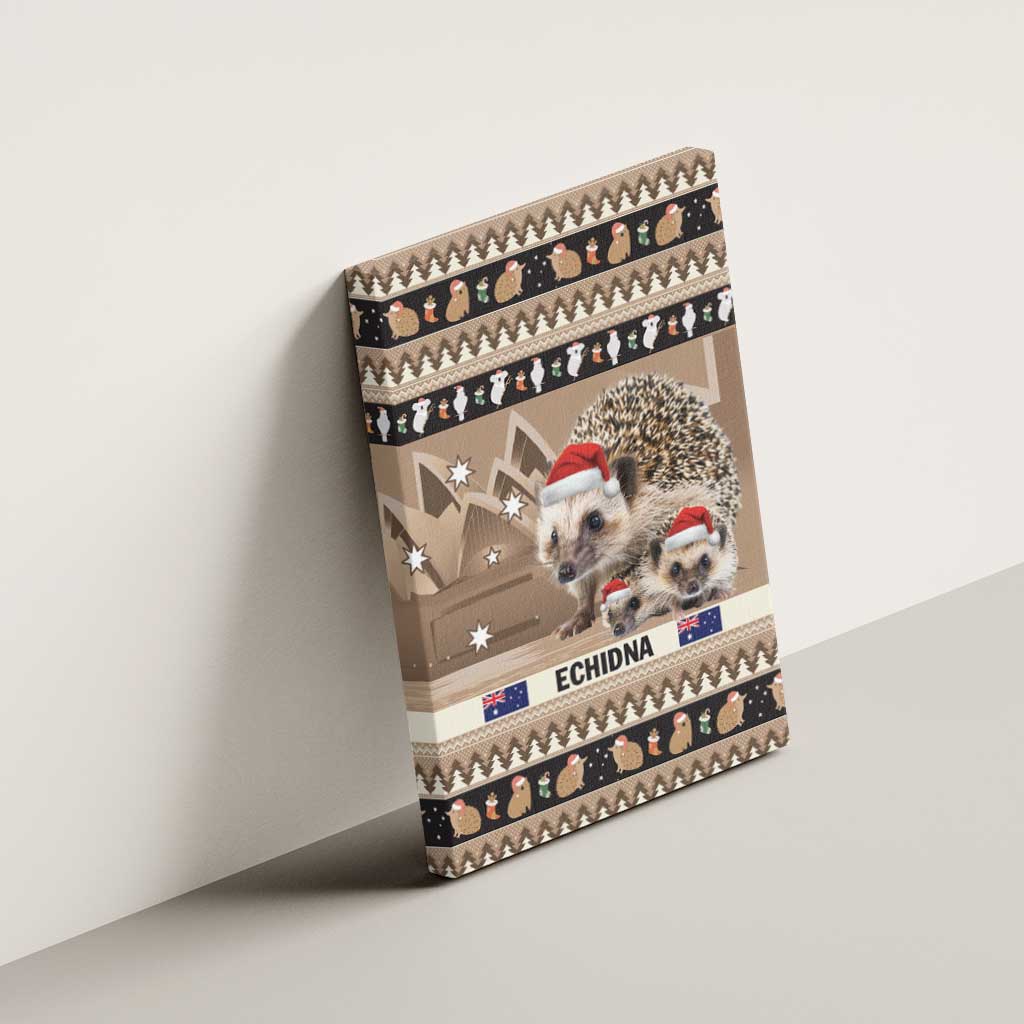 Aussie Echidna Canvas Wall Art Merry Christmas