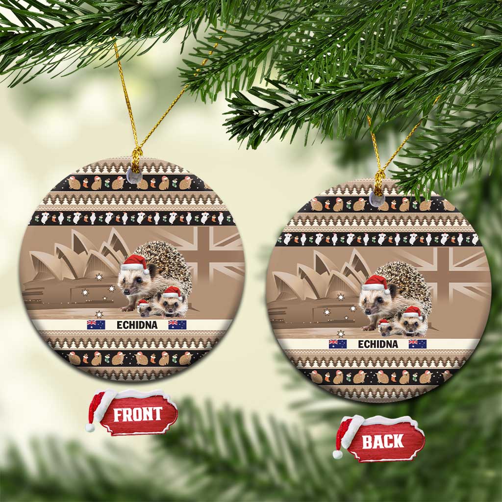 Aussie Echidna Ceramic Ornament Merry Christmas