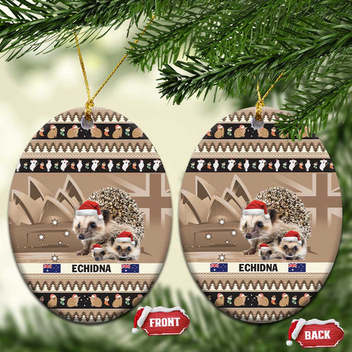 Aussie Echidna Ceramic Ornament Merry Christmas