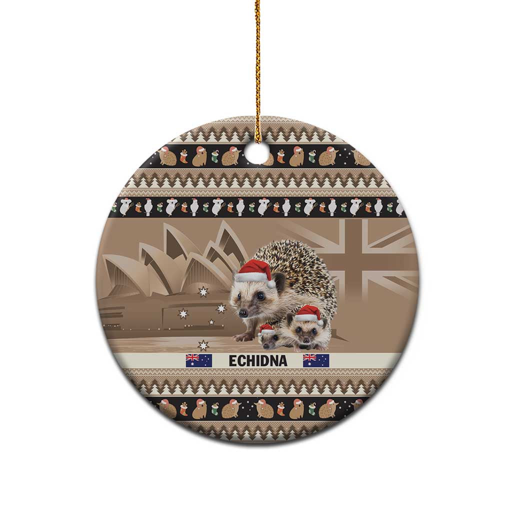 Aussie Echidna Ceramic Ornament Merry Christmas