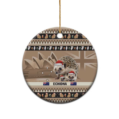 Aussie Echidna Ceramic Ornament Merry Christmas
