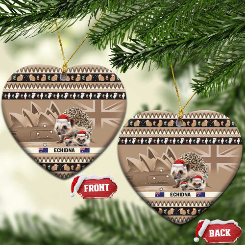Aussie Echidna Ceramic Ornament Merry Christmas