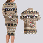 Aussie Echidna Couples Matching Long Sleeve Bodycon Dress and Hawaiian Shirt Merry Christmas