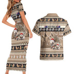 Aussie Echidna Couples Matching Short Sleeve Bodycon Dress and Hawaiian Shirt Merry Christmas