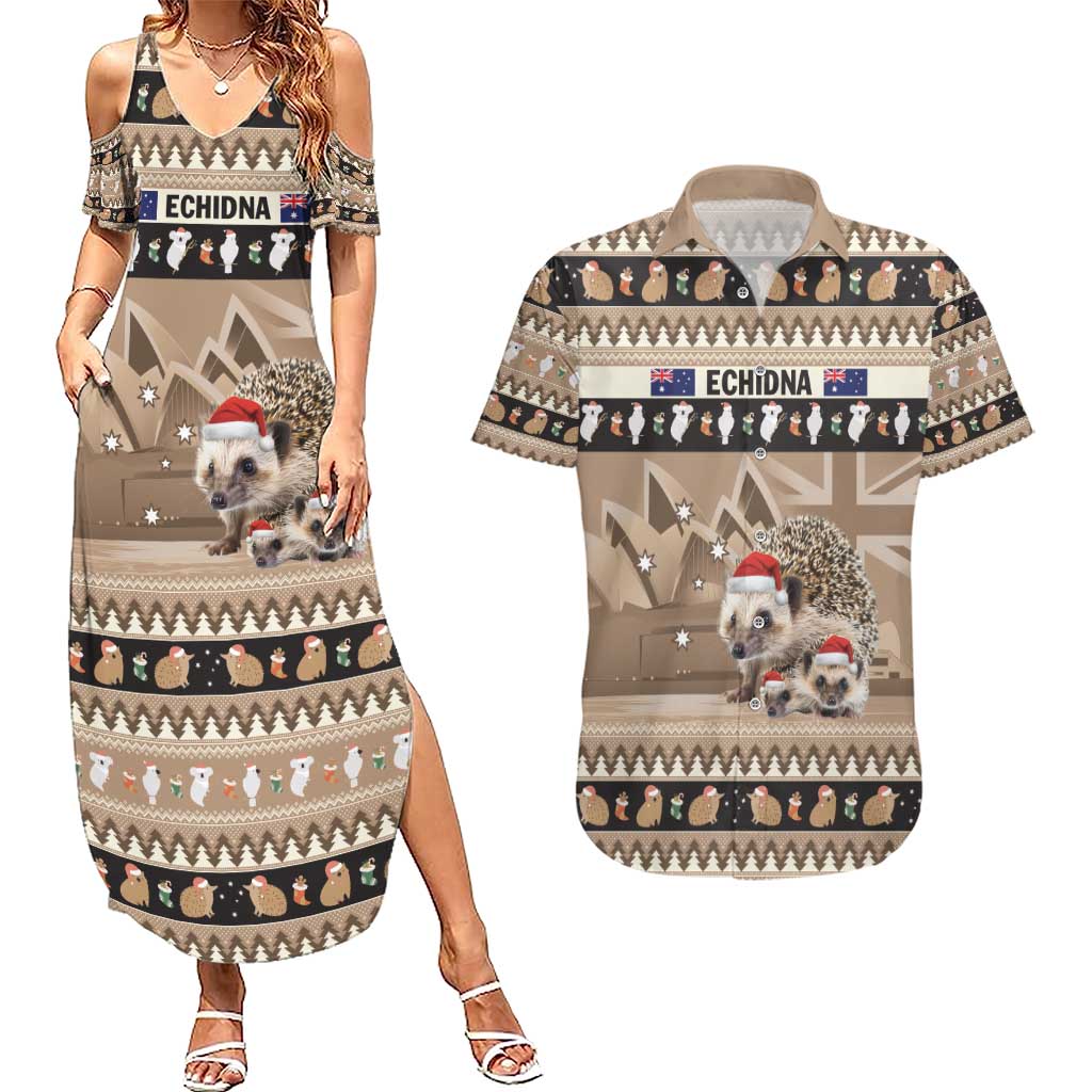 Aussie Echidna Couples Matching Summer Maxi Dress and Hawaiian Shirt Merry Christmas