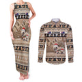 Aussie Echidna Couples Matching Tank Maxi Dress and Long Sleeve Button Shirt Merry Christmas