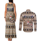 Aussie Echidna Couples Matching Tank Maxi Dress and Long Sleeve Button Shirt Merry Christmas