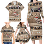 Aussie Echidna Family Matching Long Sleeve Bodycon Dress and Hawaiian Shirt Merry Christmas