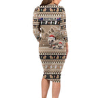 Aussie Echidna Family Matching Long Sleeve Bodycon Dress and Hawaiian Shirt Merry Christmas