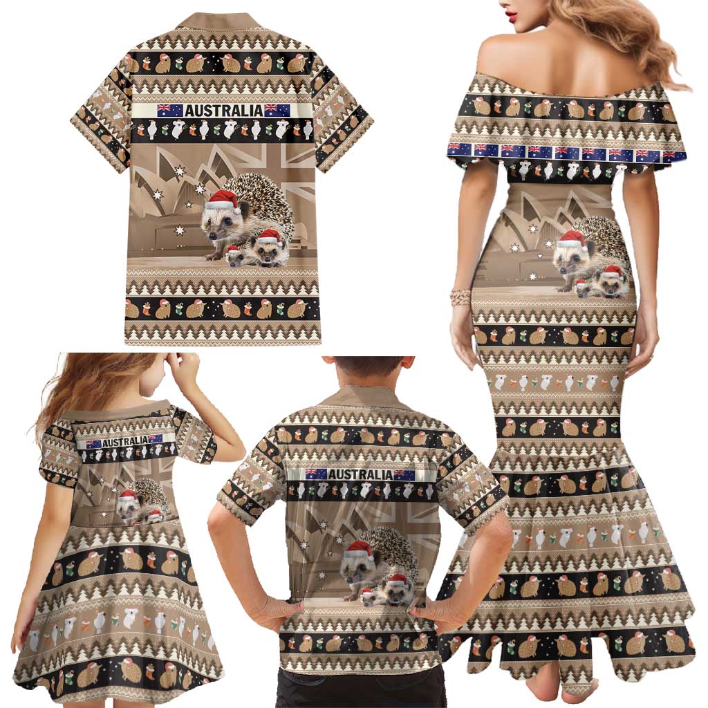 Aussie Echidna Family Matching Mermaid Dress and Hawaiian Shirt Merry Christmas
