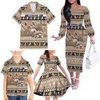 Aussie Echidna Family Matching Off The Shoulder Long Sleeve Dress and Hawaiian Shirt Merry Christmas