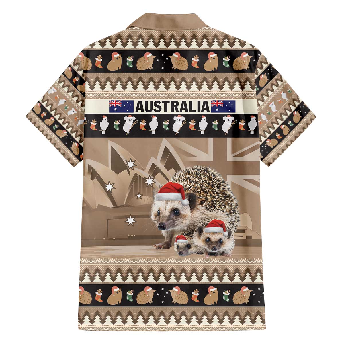Aussie Echidna Family Matching Off The Shoulder Long Sleeve Dress and Hawaiian Shirt Merry Christmas