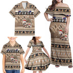 Aussie Echidna Family Matching Off Shoulder Maxi Dress and Hawaiian Shirt Merry Christmas