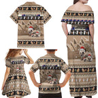 Aussie Echidna Family Matching Off Shoulder Maxi Dress and Hawaiian Shirt Merry Christmas