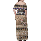 Aussie Echidna Family Matching Off Shoulder Maxi Dress and Hawaiian Shirt Merry Christmas