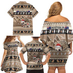 Aussie Echidna Family Matching Off Shoulder Short Dress and Hawaiian Shirt Merry Christmas